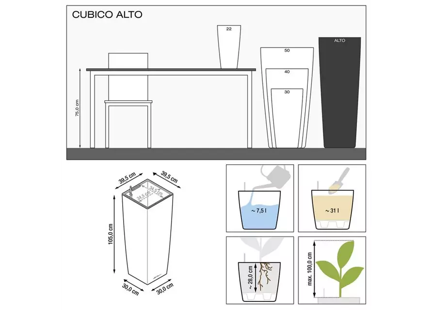 LECHUZA CUBICO Alto Premium