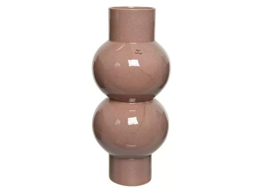 Vase aus Steingut in altrosa