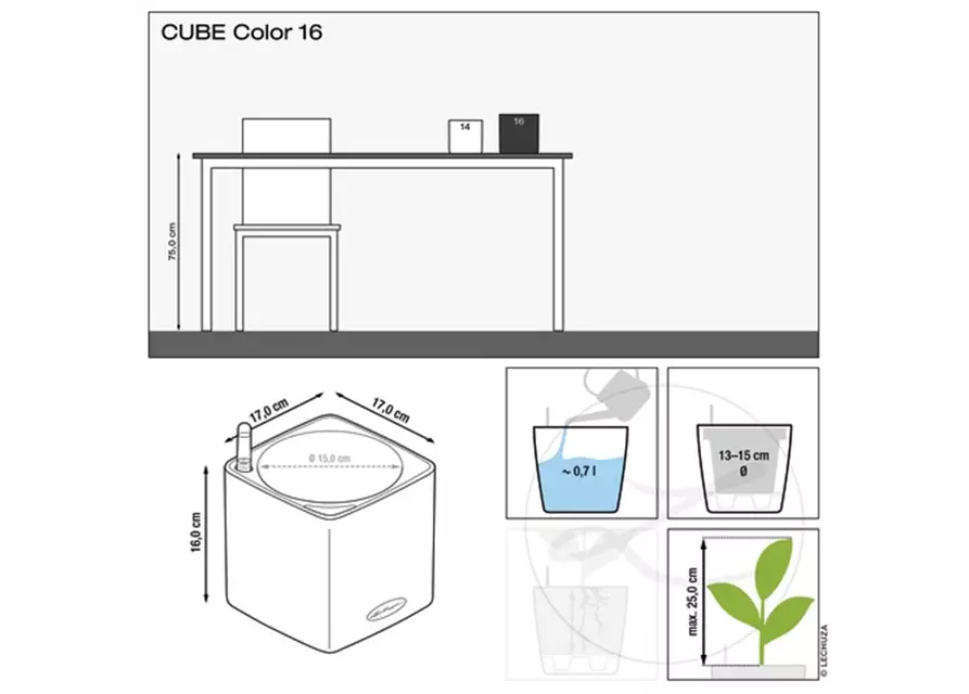 LECHUZA CUBE Color 16 