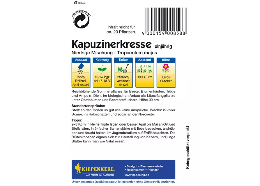 Kapuzinerkresse 'Niedrige Mischung'