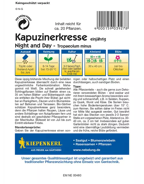 Kleine Kapuzinerkresse 'Night and Day'