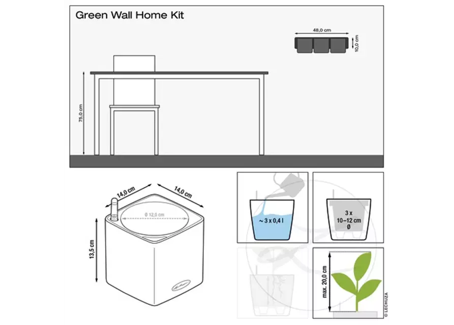 LECHUZA Green Wall Home Kit Glossy 