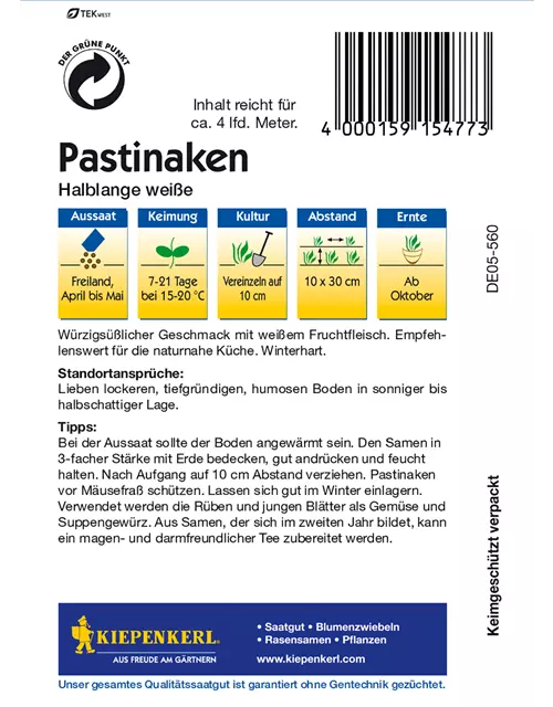 Pastinake 'Halblange Weiße'