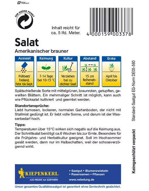 Pflücksalat 'Amerikanischer Brauner'