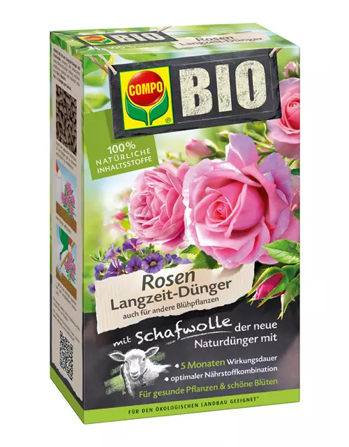 Compo BIO Rosen Langzeit-Dünger mit Schafwolle 