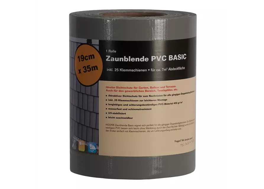 Sichtschutzstreifen PVC Zaunblende Basic 0,19 x 35 m 450 gr/m²