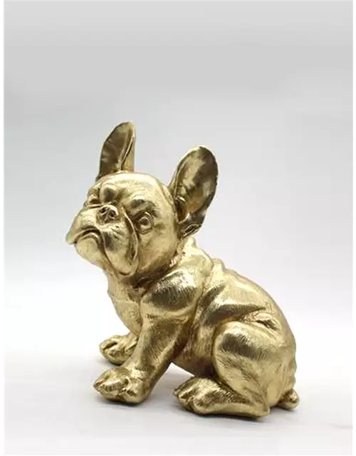 Mops sitzend, ca. 22x17,5x24,5 cm, gold