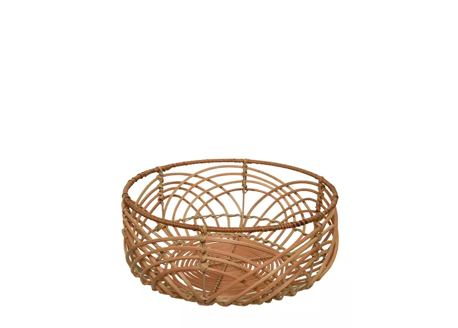 Handgearbeitete Schale aus Rattan, ca. 30x30xH12,5 cm