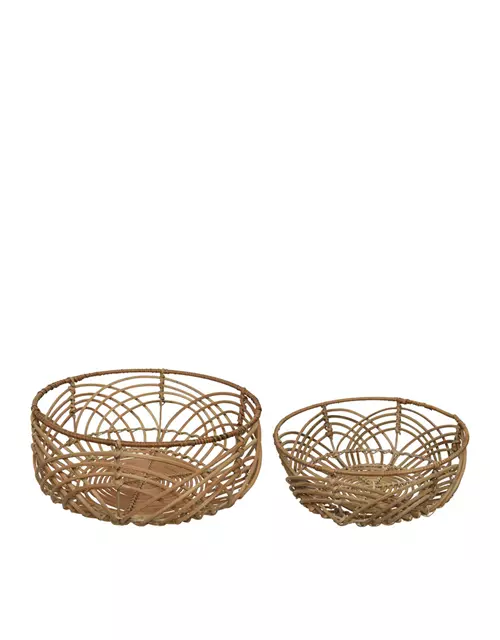 Handgearbeitete Schale aus Rattan, ca. 25x25xH10 cm