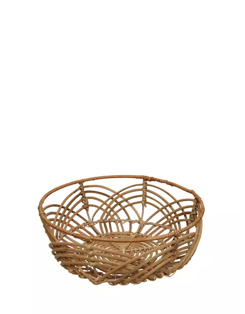 Handgearbeitete Schale aus Rattan, ca. 25x25xH10 cm