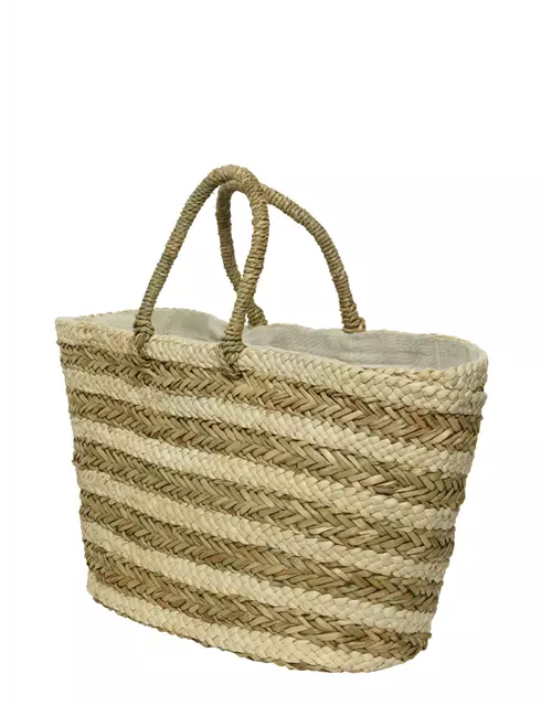 Tasche Seegras beige-weiß, ca. 37x22xH30 cm