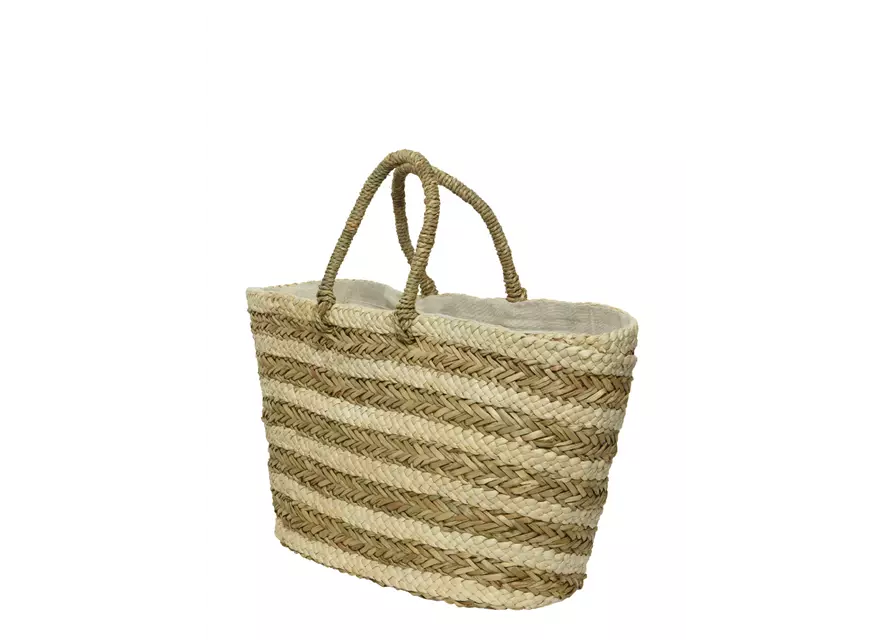 Tasche Seegras beige-weiß, ca. 37x22xH30 cm