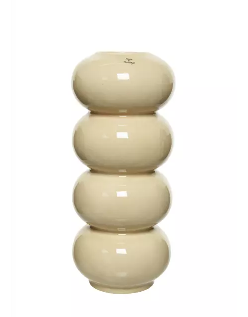 Vase 'Bobbles' aus Steingut, beige, ca. 16x16xH36 cm