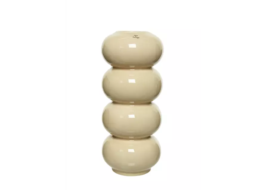 Vase 'Bobbles' aus Steingut, beige, ca. 16x16xH36 cm