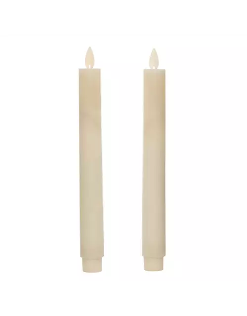 LED-Stabkerze Echtwachs 'Rustika' ivory (2er-Set)