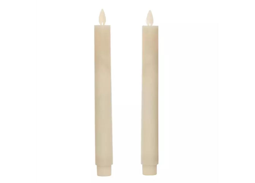 LED-Stabkerze Echtwachs 'Rustika' ivory (2er-Set)