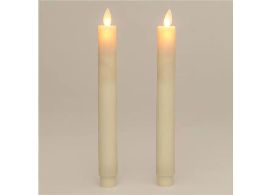 LED-Stabkerze Echtwachs 'Rustika' ivory (2er-Set)