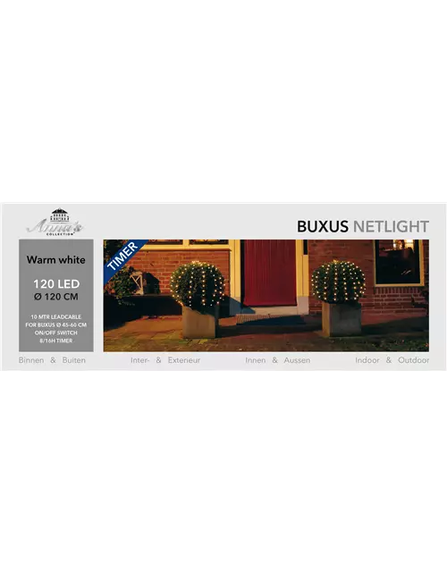 BUXUS Netzlicht, warm-weiß 120LED 120CM FÜR INNEN & AUSSEN