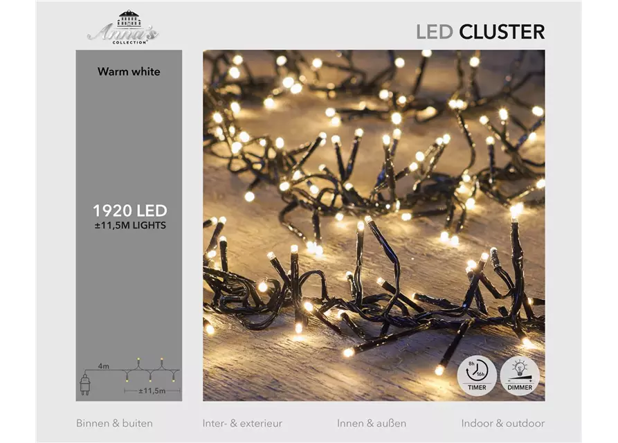 LED Cluster, warm-weiß, 1920LED 11,5m für innen & außen