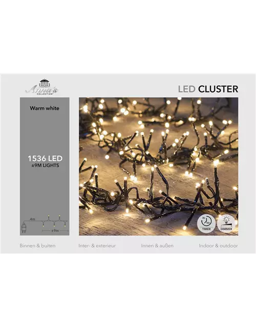 LED KETTE CLUSTE Warm-weiss 1536LED 9M FÜR INNEN & AUSSen