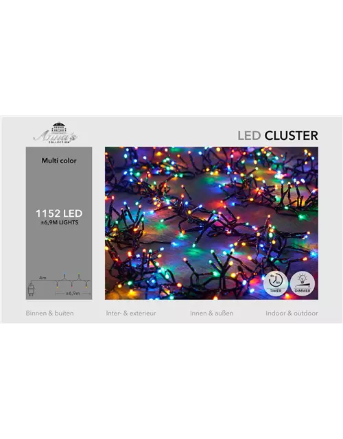 LED Lichterkette CLUSTER, BUNT, 1152LED 6,9M FÜR INNEN & AUSSEN