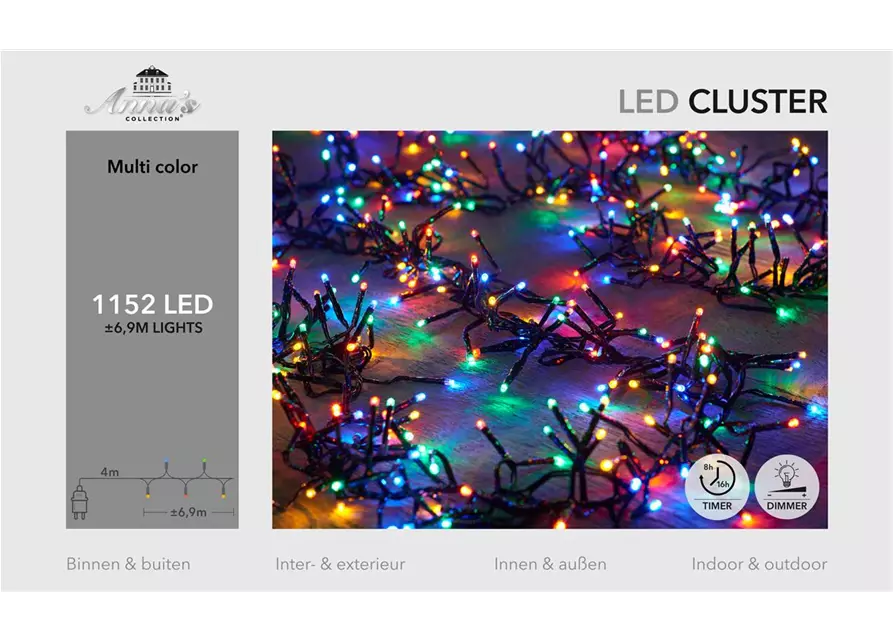 LED Lichterkette CLUSTER, BUNT, 1152LED 6,9M FÜR INNEN & AUSSEN