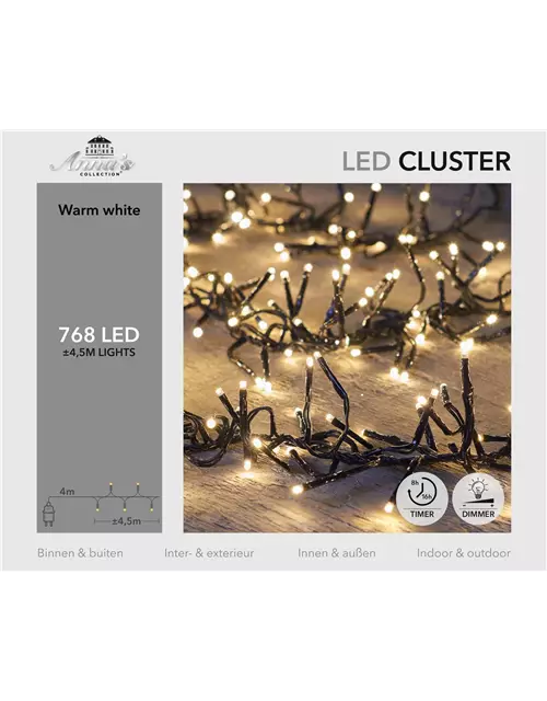 LED Cluster, warm-weiß, 768LED 4,5M FÜR INNEN & AUSSEN